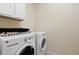 Functional laundry room with modern appliances and overhead storage at 8234 S Vandriver Way, Aurora, CO 80016