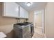 Bright laundry room with modern appliances and built-in cabinets for ample storage at 7294 S Syracuse St, Centennial, CO 80112