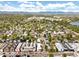 Aerial view of a residential neighborhood with modern townhouses and mountain views at 4490 W 45Th Ave, Denver, CO 80212