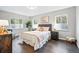 Bright bedroom with hardwood floors features large windows, a comfortable bed, and stylish decor at 1100 Gaylord St, Denver, CO 80206