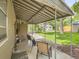 Covered patio with seating overlooks landscaped backyard at 3265 S Ogden St, Englewood, CO 80113