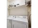 Functional laundry room with washer, dryer, and shelving for storage at 150 S Harrison St # 9, Denver, CO 80209