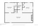 Basement floor plan with laundry room, bathroom, bedroom and Gathering room with fireplace at 10712 Larson Dr, Northglenn, CO 80233