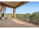 Relax on your private deck featuring stone columns, steel railing, and stunning views of the golf course at 4725 Palmer Ridge Dr, Parker, CO 80134