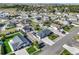 An aerial view of a neighborhood showcasing well-maintained homes with spacious yards and a serene environment at 525 Remington Dr, Hudson, CO 80642