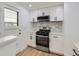 Modern kitchen with white cabinetry, stainless steel appliances, and stylish backsplash at 235 S Stuart St, Denver, CO 80219
