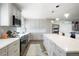 Well-lit kitchen featuring stainless steel appliances, sleek countertops, and gray cabinets at 2254 S Eagle St, Aurora, CO 80014