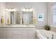 Double vanity bathroom with soaking tub at 7394 S Scottsburg Way, Aurora, CO 80016