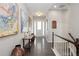 Bright entryway with hardwood floors and a decorative console table at 7394 S Scottsburg Way, Aurora, CO 80016