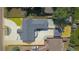Birds eye aerial of home showing roof, patio and driveway at 4645 E Florida Ave, Denver, CO 80222
