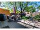 Relaxing backyard with a patio seating area, complete with mature trees providing ample shade at 433 Fox St, Denver, CO 80204