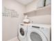 Laundry room with a new washer and dryer and laundry themed decor at 3285 Belleville Ridge Rd, Elizabeth, CO 80107