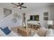 Inviting living room featuring a large, comfortable couch and rustic coffee table at 3285 Belleville Ridge Rd, Elizabeth, CO 80107