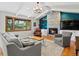 Bright living room with vaulted ceilings, fireplace, and stylish decor at 4175 S Sidney Ct, Denver, CO 80237