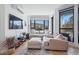 Bright living room with large windows, comfortable seating, and modern decor create an inviting space at 1601 Park Ave # 202, Denver, CO 80218