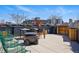 Roof top deck with modern grill, dining set, and fire pit at 1601 Park Ave # 202, Denver, CO 80218