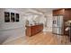 Modern kitchen with stainless steel appliances and a large island at 4605 S Yosemite St # 39, Denver, CO 80237