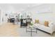 Open-concept living room with modern decor, light wood floors, and an adjacent dining area at 3150 S Pennsylvania Street, Englewood, CO 80113