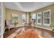 Bright home office with hardwood floors, vintage rug, and lots of natural light from the large windows at 14200 Lakeview Ln, Broomfield, CO 80023