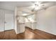 Bright kitchen with modern white cabinets, a ceiling fan, and ample counter space for easy cooking at 8335 Fairmount Dr # 9-206, Denver, CO 80247