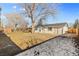 Expansive backyard featuring a mix of grass and snow, with a large tree providing shade at 127 Emerald St, Broomfield, CO 80020