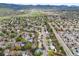 A high angle view of the neighborhood and mountain range in the distance at 8512 W Star Cir, Littleton, CO 80128