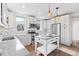Modern kitchen boasts stainless appliances, white cabinets, a central island, and bright, airy windows at 10031 Town Ridge Ln, Lone Tree, CO 80124