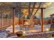Outdoor stone fire pit with seating under a pergola creating a cozy backyard entertainment area at 6334 S Elati St, Littleton, CO 80120