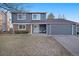 Charming two-story home featuring an attached two-car garage and well-maintained front yard at 7745 S Trenton Ct, Centennial, CO 80112