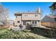 Exterior view of a well-maintained home with a backyard featuring a patio and a grassy yard at 5821 S Quatar Cir, Centennial, CO 80015