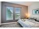 Bright bedroom with large windows, cozy bedding, neutral decor, and plush carpeting at 1919 W 46Th Ave # 3, Denver, CO 80211