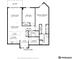 Detailed floor plan showcasing the layout of the home with a balcony, kitchen, and primary bedroom at 6000 W Floyd Ave # 214, Denver, CO 80227