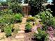 A backyard featuring a brick path through a landscaped yard, greenery and a wood fence at 1965 Havana St, Aurora, CO 80010