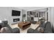 Open-concept living room featuring a fireplace, comfortable seating and seamless transition to kitchen area at 6633 Bridlespur St, Castle Pines, CO 80108