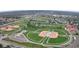 Aerial view of well-maintained baseball fields with lush green grass and surrounding landscaping at 5870 Nelson Ct, Arvada, CO 80004