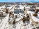 Expansive aerial view of a neighborhood with snow, showing homes and large lot sizes at 7186 Weaver Cir, Castle Rock, CO 80104