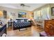 Comfortable bedroom with plenty of natural light and ceiling fan at 635 S Alton Way # 3B, Denver, CO 80247