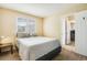 Cozy bedroom featuring a comfy bed, a window with blinds, and neutral color scheme at 11830 Snowshoe Dr, Parker, CO 80138