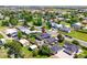 Aerial view showcasing the home, backyard, detached garage, and surrounding neighborhood at 1775 Longbranch St, Strasburg, CO 80136