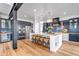 Modern kitchen featuring an island with seating, stainless steel appliances, and stylish lighting at 202 October Pl, Castle Rock, CO 80104