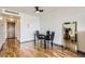 Contemporary dining area with sleek black table and chairs, bathed in natural light, great for entertaining at 790 N Washington St # 804, Denver, CO 80203