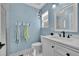 Clean bathroom with updated vanity and shower at 7706 S Duquesne Way, Aurora, CO 80016