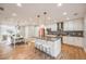 Modern kitchen with an island, white cabinets, stainless steel appliances, and hardwood floors at 2645 Jasmine St, Denver, CO 80207