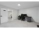 Basement home office featuring desk, rolling chair, and dual monitors at 10291 Carrara Ter, Parker, CO 80134