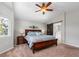 Comfortable main bedroom suite featuring a sliding barn door at 24005 High Meadow Dr, Golden, CO 80401