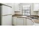 Corner of kitchen features white cabinets, countertops, stainless steel sink and dishwasher at 16104 E Alaska Pl # D, Aurora, CO 80017