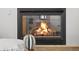 Close up of a modern, attractive fireplace with a glass enclosure and decorative wood at 1435 Wazee St # 504, Denver, CO 80202