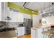 Updated kitchen with stainless steel appliances, white cabinets, breakfast bar and an industrial ceiling at 1435 Wazee St # 504, Denver, CO 80202