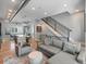 Spacious living room with hardwood floors, open layout, modern staircase, and comfortable seating area at 2833 W 25Th Ave # 5, Denver, CO 80211