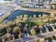 Scenic aerial view of a neighborhood with a serene lake and well-maintained homes at 9380 W 51St Ave, Arvada, CO 80002